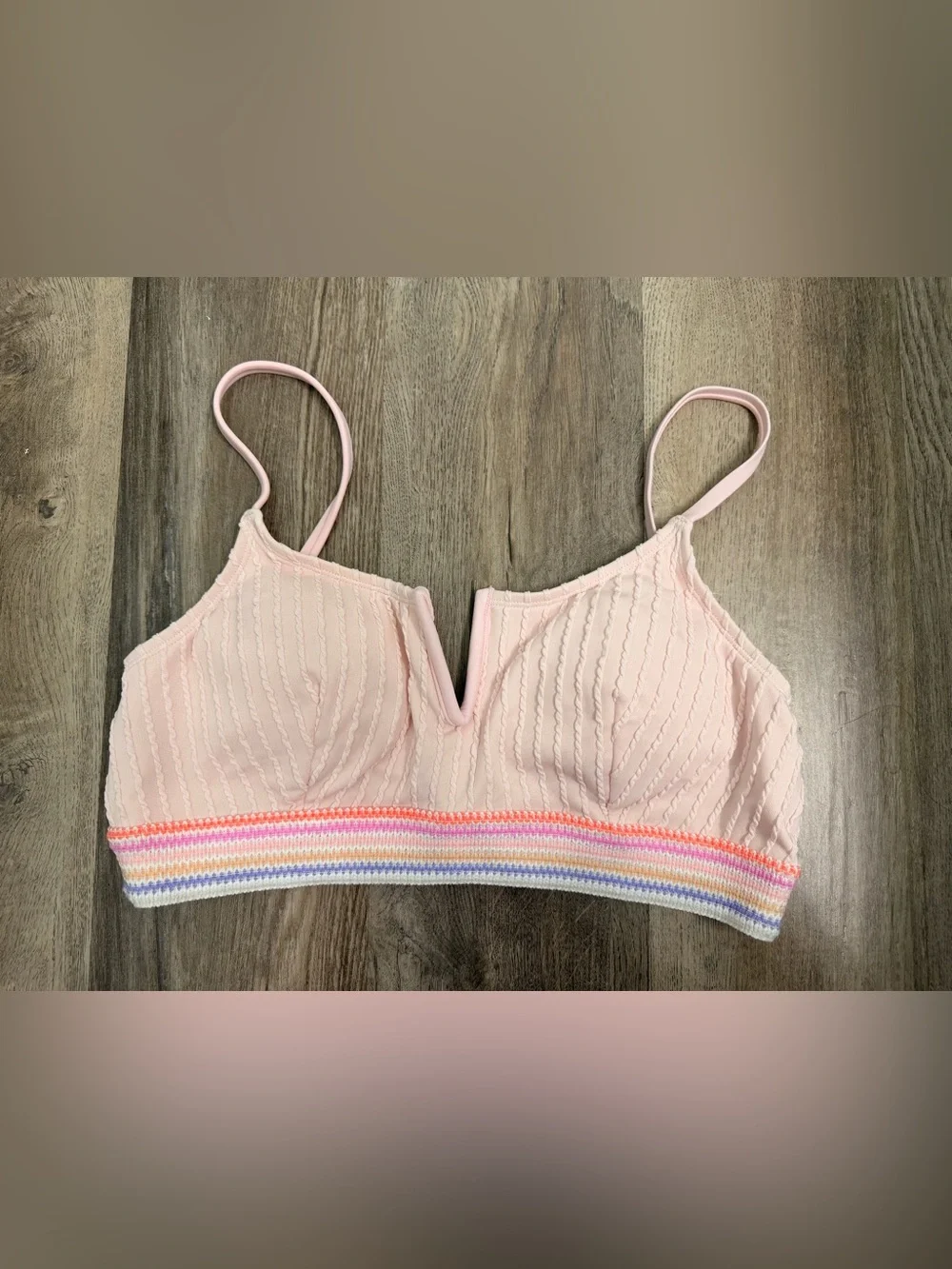 Cupshe Pink & Lavender Ribbed V-Notch Two-Piece Bikini - Picture 4 of 6